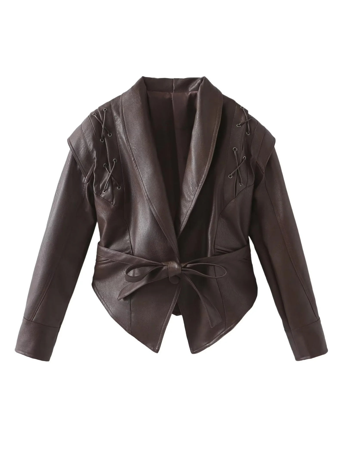 Lace-up Faux Leather Jacket