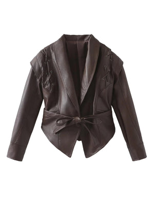 Lace-up Faux Leather Jacket