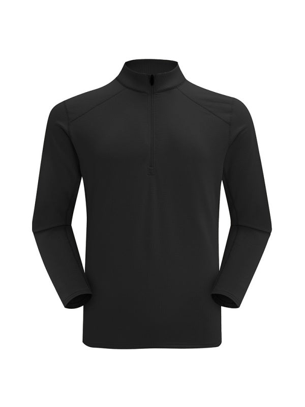 Fleece Keep Warm Half Zipper Stand Collar Outdoor Running Sports Sweatshirts&Hoodies