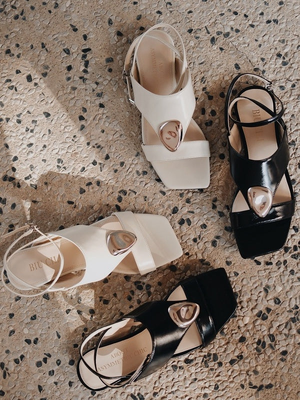 BIUCILI Original Design "Slow Time" French Minimalist Flat Lace-up Open-toe Low-heeled Sandals For Women