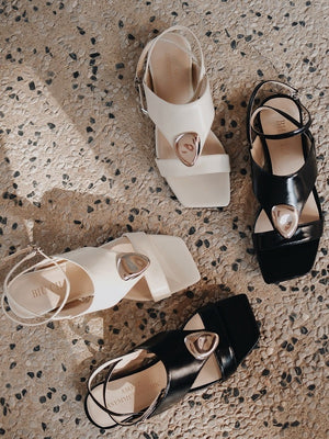 BIUCILI Original Design "Slow Time" French Minimalist Flat Lace-up Open-toe Low-heeled Sandals For Women