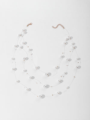 Multi-layered Pearl Pendant Necklace