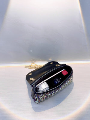 Liber Four Seasons ACC chain contrast color diamond underarm bag