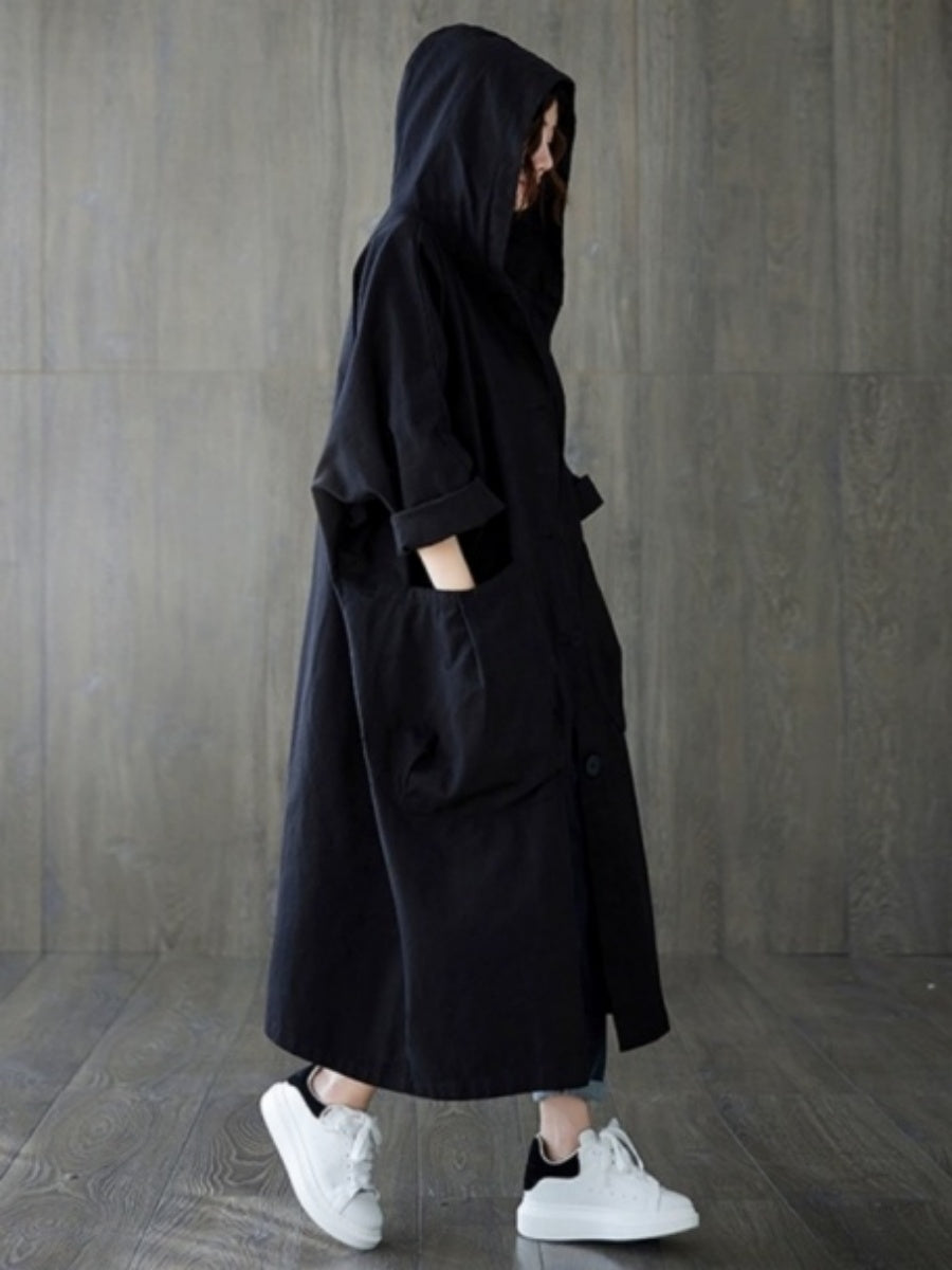 Oversized Hooded Trench Coat