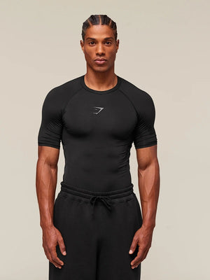 GYMSHARK Sports Fitness Running Printed Tight T-shirts