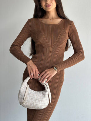 Round Neck Knitted Slim Fit Everyday Long Dress