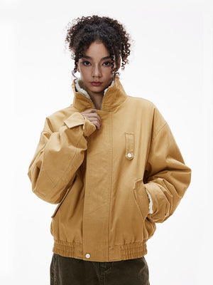 Removable Lapel Plush Contrasting Colors Jackets Coat