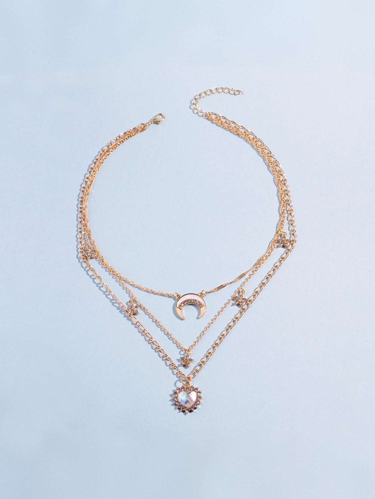 Multi-Heart Moon Alloy Necklace