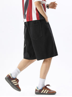 Washed Patchwork Five Points Denim Shorts