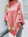 Solid Color Turtleneck Shawl Cloak Sweaters