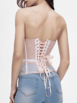 Polka Dots Perspective Fish Bones Waist Shaping Bustier Tank Tops