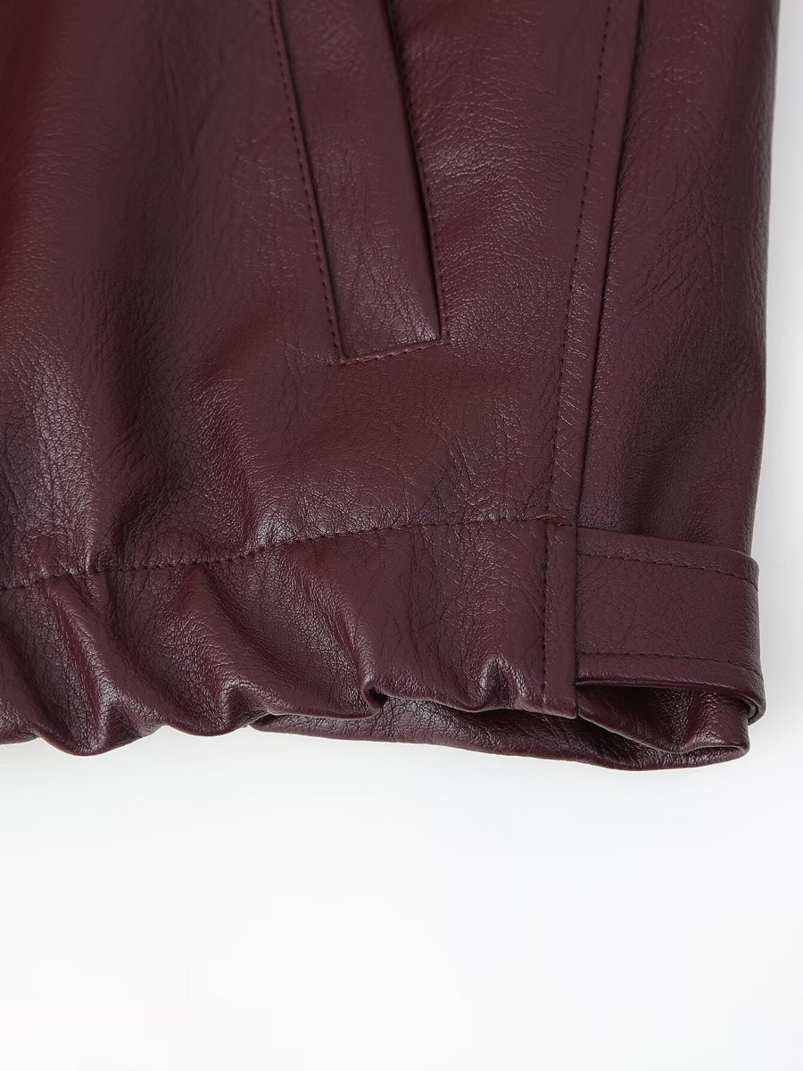 Leather zip-up jacket