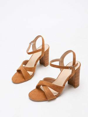 Sandales à brides croisées imitation bois