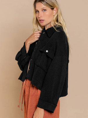 Liber Autumn Women's Buttons, Pocket Solid Color Short Jackets
