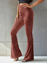 High-waisted Flared Pants Velvet Piping Bell-bottoms Sports Everyday Trousers