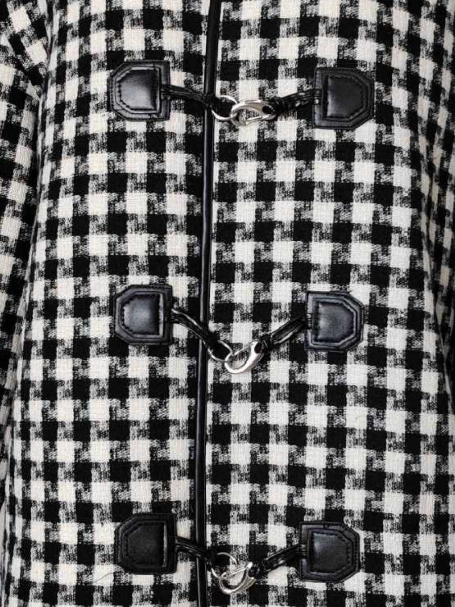 Liber Autumn women's houndstooth stitching round neck coat jacket