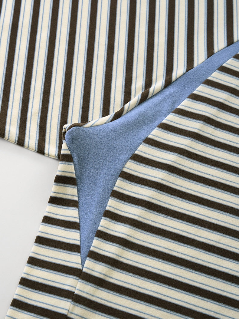 Contrasting Colors Stripes Splicing Long Sleeve Crew Neck T-shirt