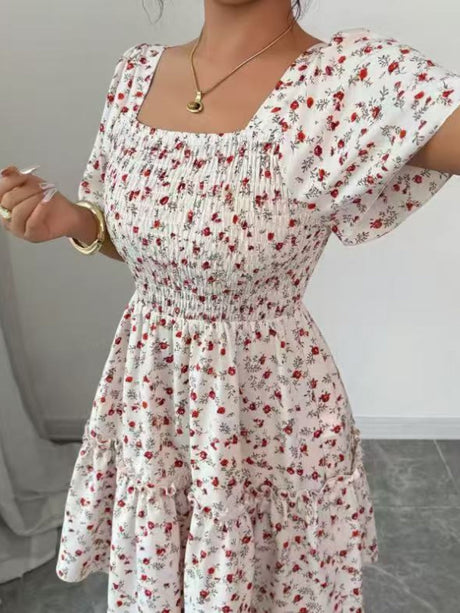 Hit Puff Sleeve Short Dress