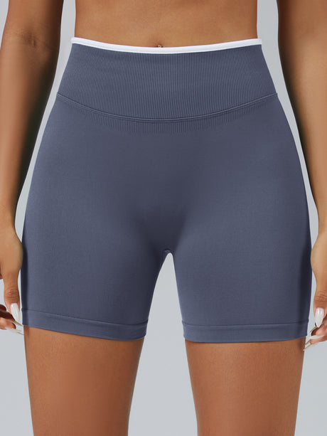 Color Matching Seamless High-waisted Hip Lift Exercise Yoga Shorts