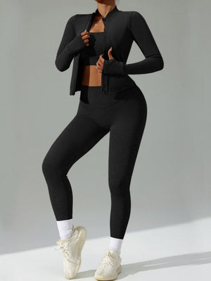 Tight Fit Yoga Sports Quick-drying Three-piece Gym Outfit