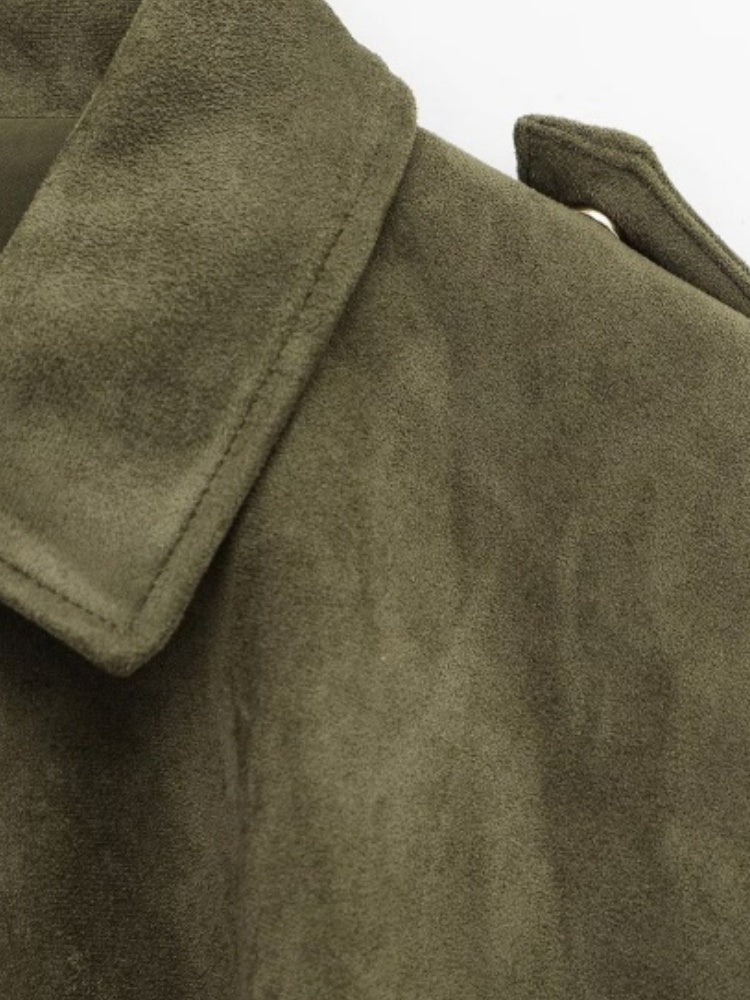 Suede Commuter Casual Style Long-sleeved Zipper Textured Jacket