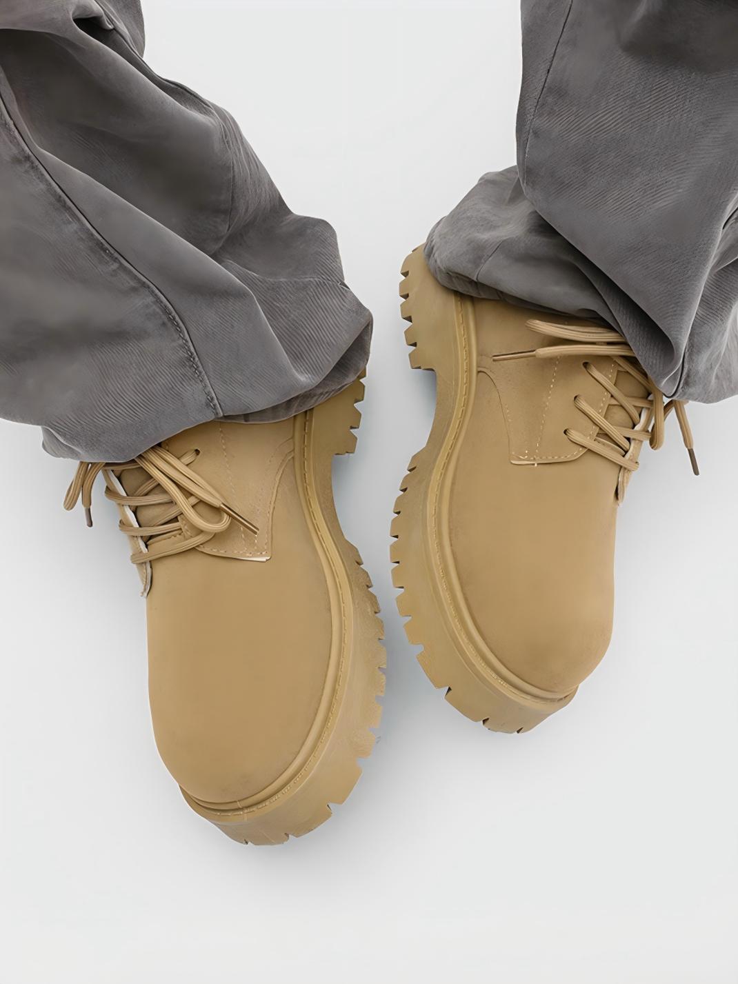 Chaussures de travail Derby à plateforme en daim