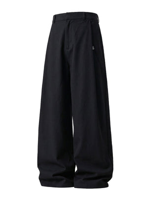 3D Pleats Pure Cotton Loose-fit Straight-fit Pants