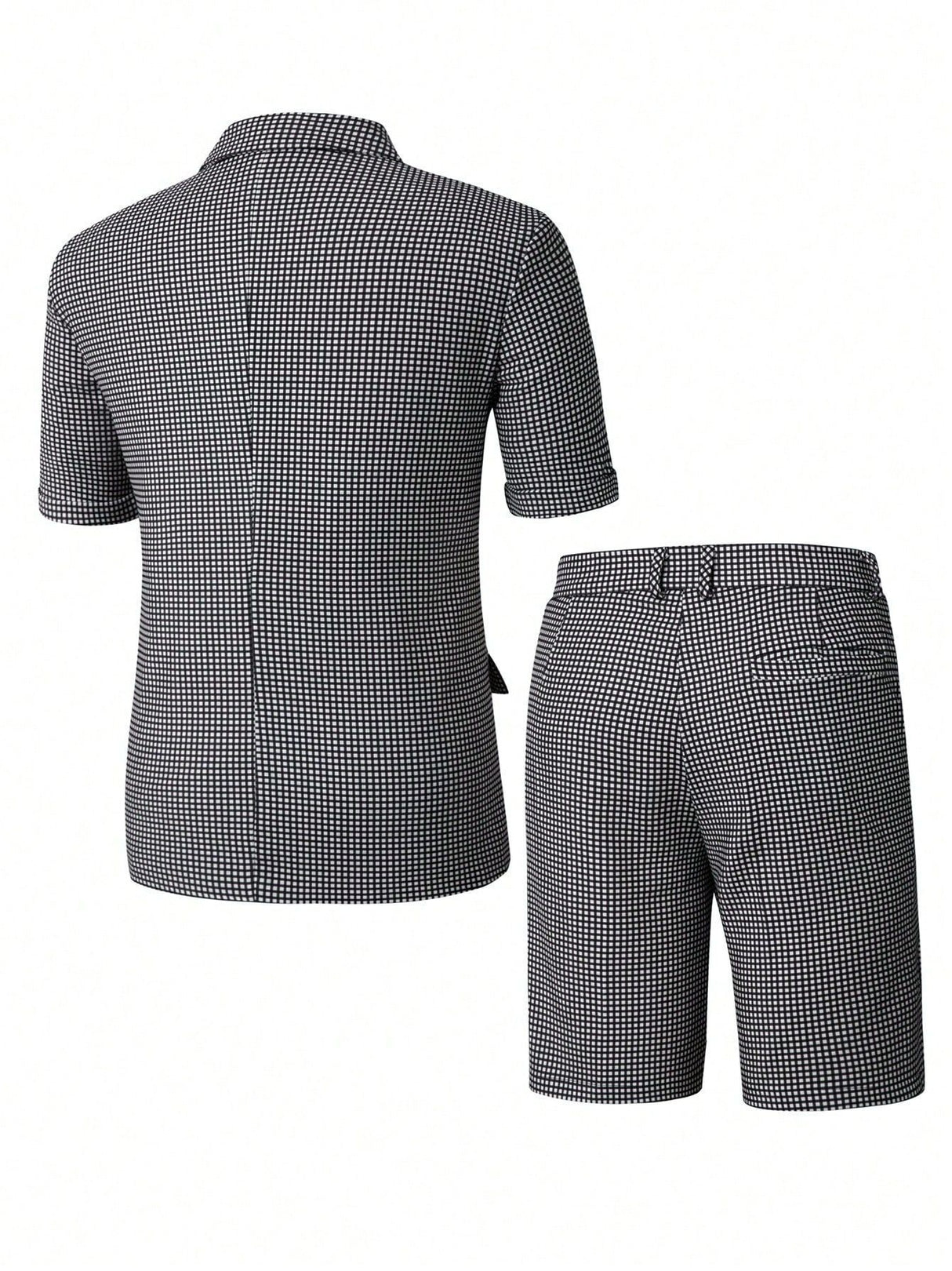 Plaid Slim-fit Business Dinner Leisure 2-piece Sets Set