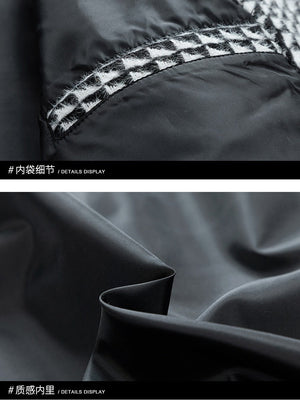 Veste à carreaux color-block à col cranté