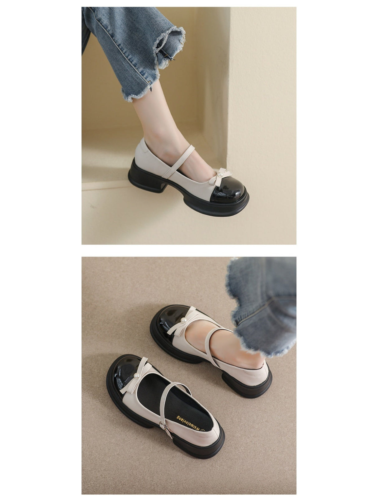 Liber Spring and Autumn Platform Bowknot Women's Mary Jane Shoes