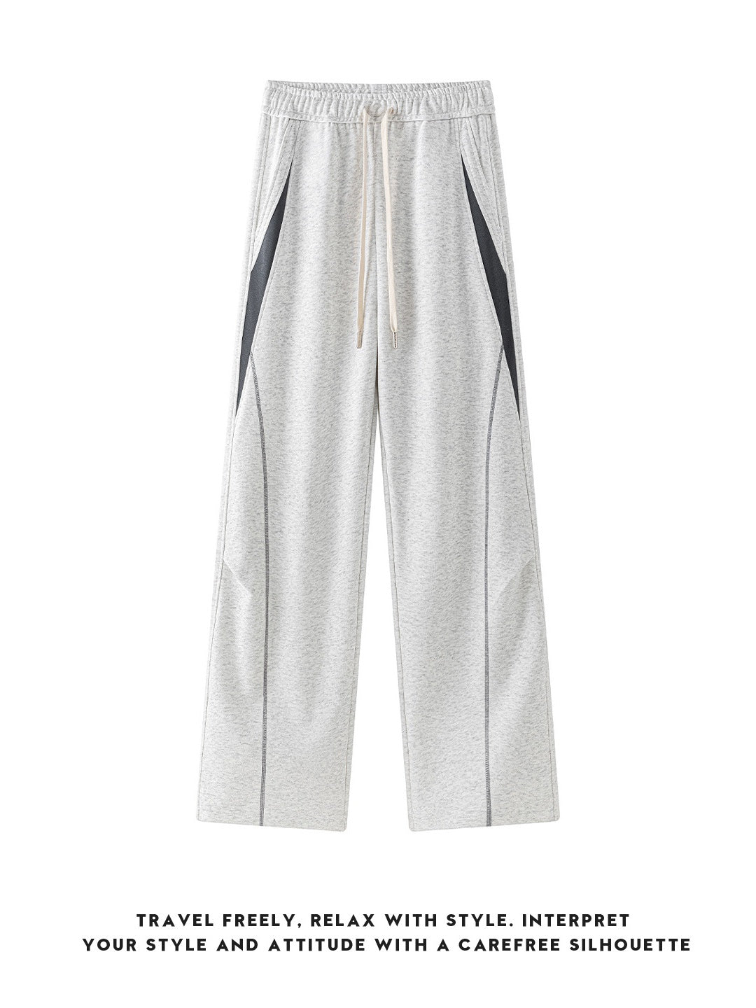 Color-blocked Geometry Scimitar Wide-leg Sweatpants