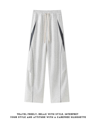 Color-blocked Geometry Scimitar Wide-leg Sweatpants