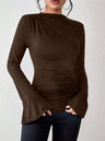 Design-forward Flared Sleeve Stand Collar Slim Fit T-shirt