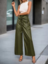 High Waist Loose-fit PU Leather Pants Zipper Pants