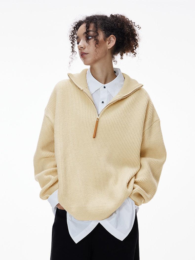 Half Zipper Turtleneck Old Money Style Sweaters