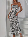 Leopard Print Zebra Print Backless Strappy Maxi Dresses