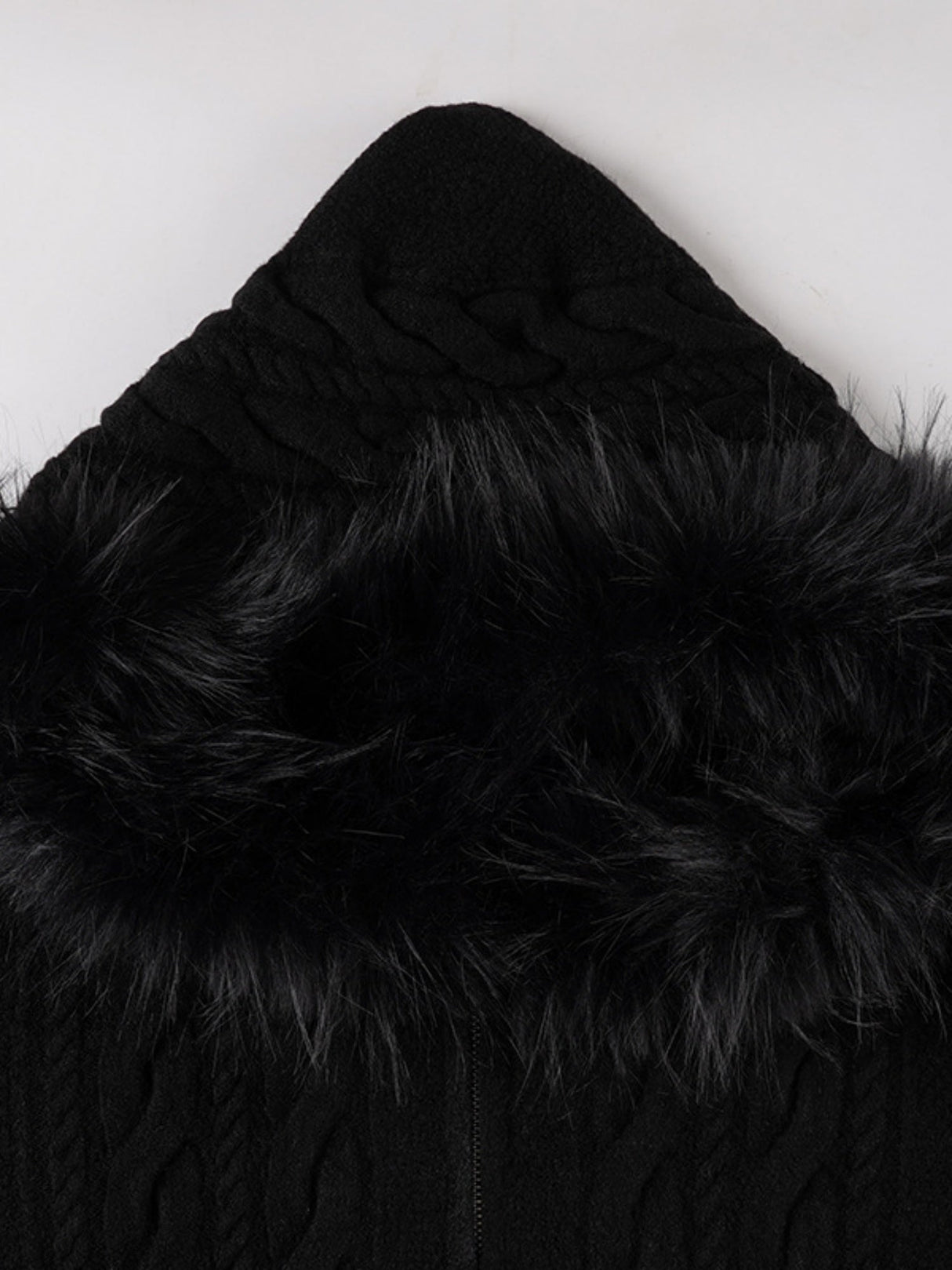 Plush Patchwork Hoodies Zipper Cable Knit Sweater Cardigans