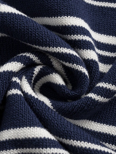 Retro Color-blocked Stripes Loose-fit POLO Shirt