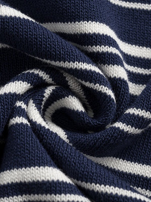 Retro Color-blocked Stripes Loose-fit POLO Shirt