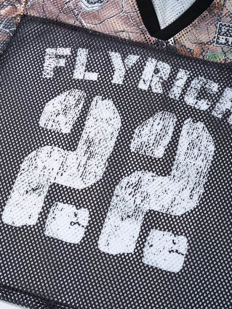 Camouflage Patchwork Baseball Hollow Out Breathable T-shirts
