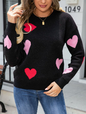 Valentinstags-Strickpullover mit Farbblockmuster