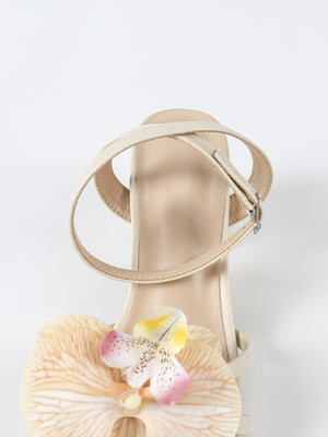 Apricot Floral Chunky Heel Sandals