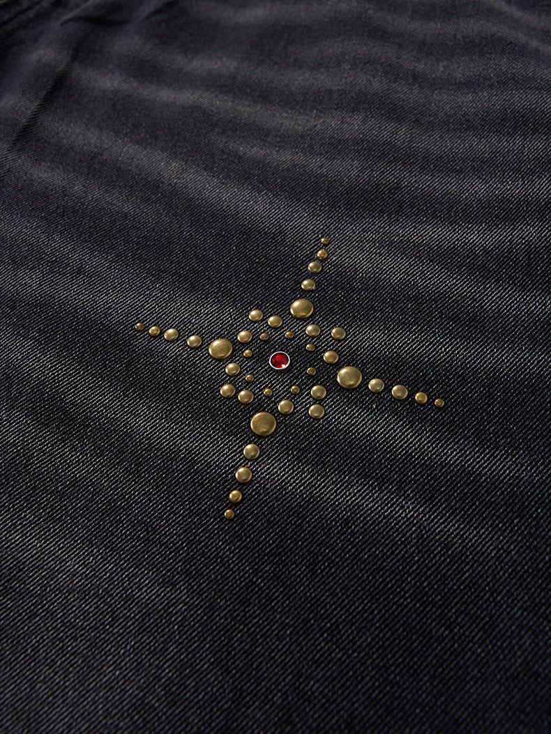 Cat Whiskers Hole Hot Stamping Beads Jeans