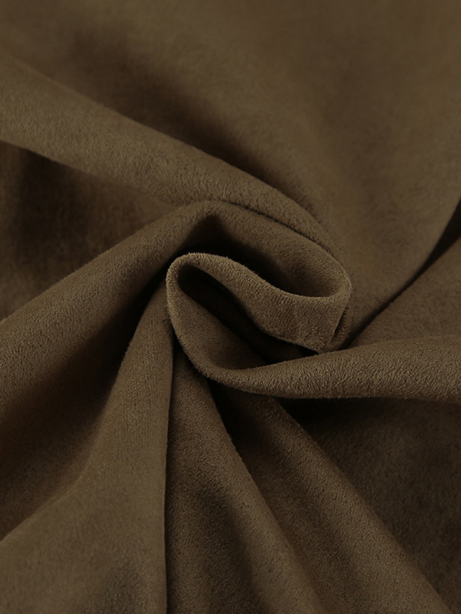 Basic Suede Zipper Khaki Jacket