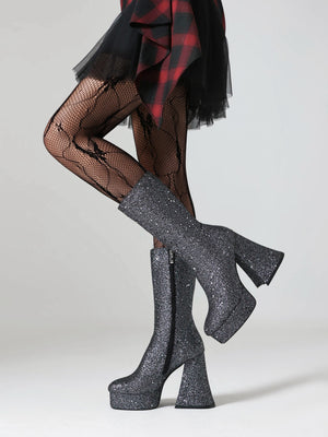 Sequined Platform High-heeled Fashion Mid-calf Boots