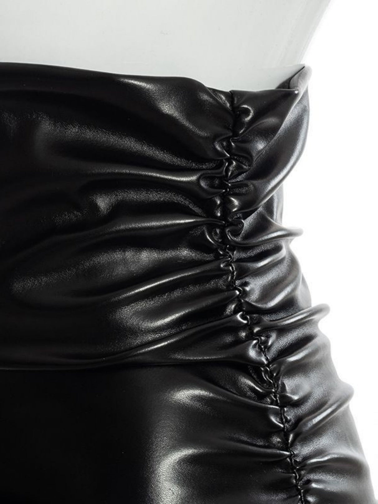 Pleated Solid Color PU Hip Wrap Skirts