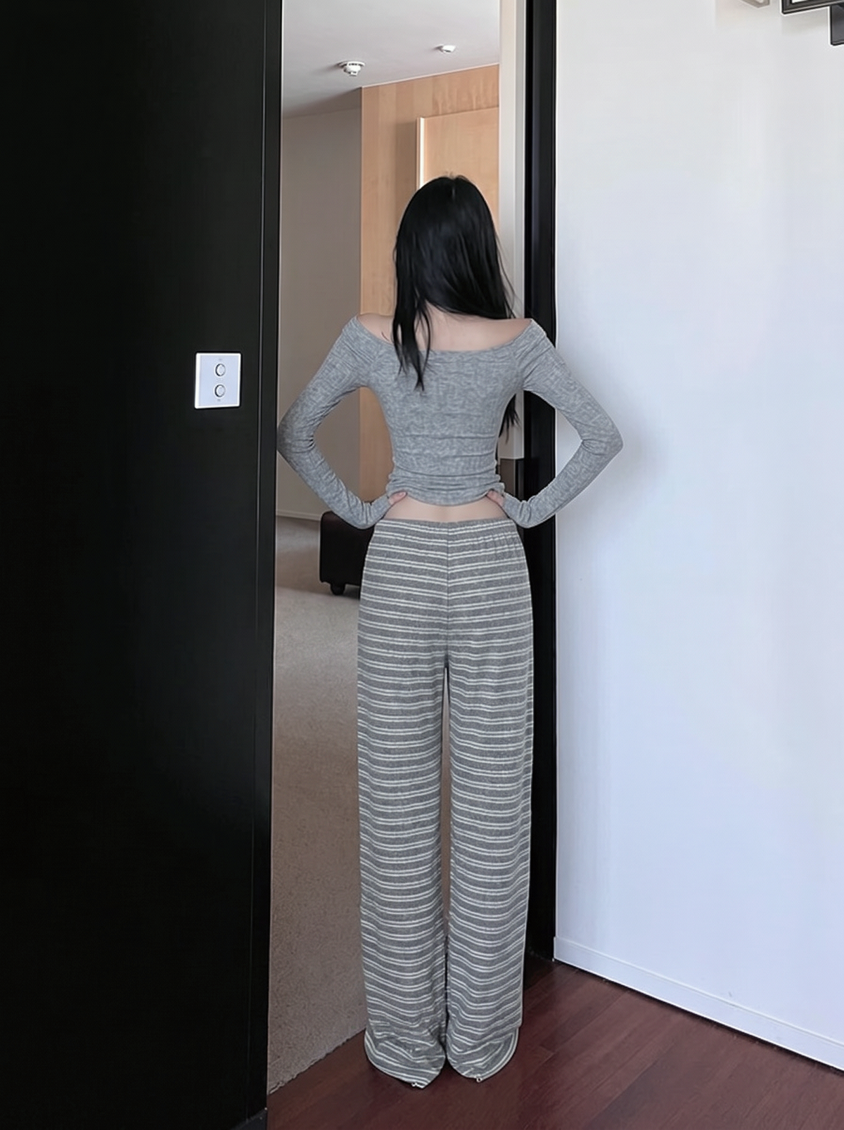 Sexy Loose-fitting Striped Casual Pants With Drawstring