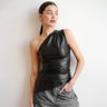 New Solid Color Slim Fit Asymmetrical Neck Zipper Top