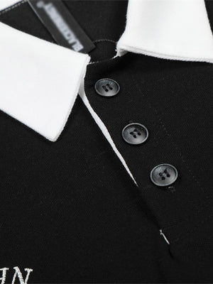Stripes Patchwork Color-blocked Ins Embroidery Loose-fit Polo