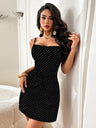 Polka Dot Print Camisole Sexy Backless A-pendulum Short Dress For Cocktail Party